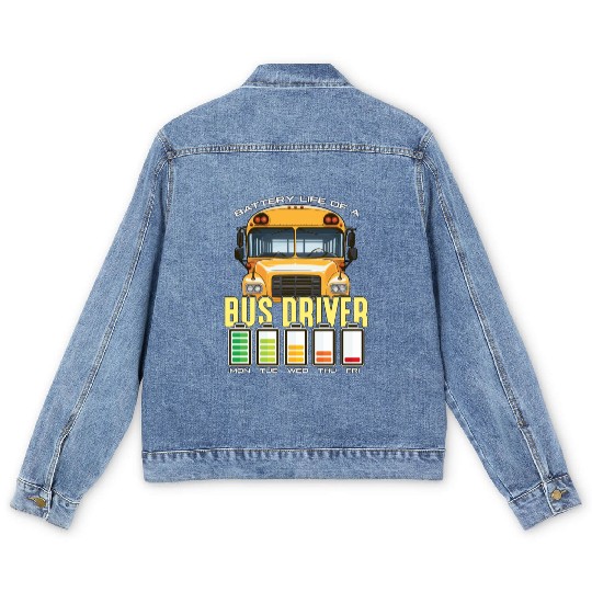 School Bus Operator Battery Life Of A Bus Captain Men's Denim Jackets