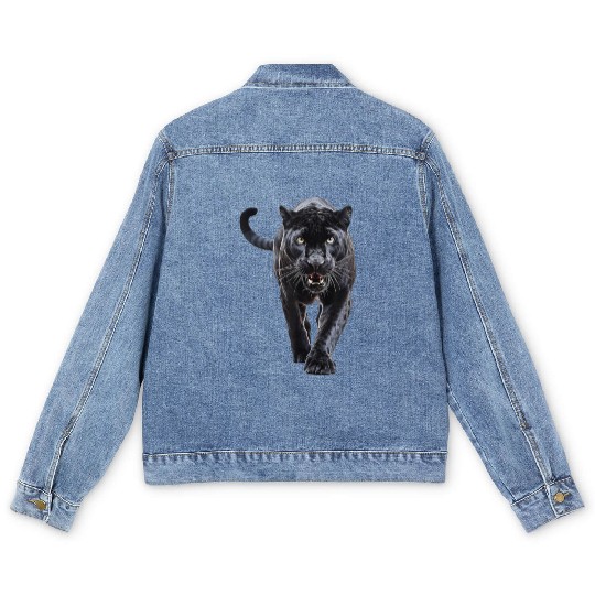 panther walking lovers leopard Men's Denim Jackets