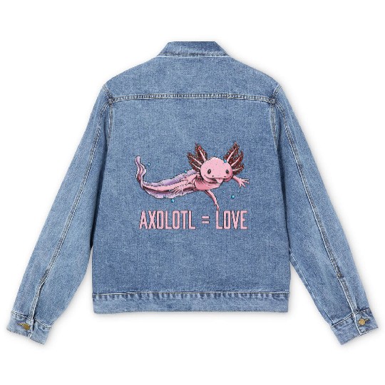 Axolotl Love Salamander Animal Lover Amphibians Pe Men's Denim Jackets