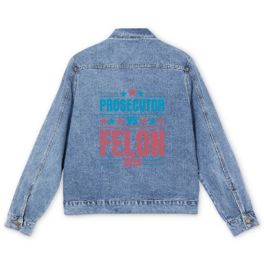 Prosecutor vs Felon Funny Men's Denim Jackets