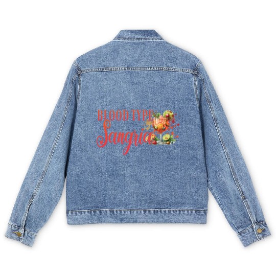 Cocktail Bartender Blood Type Sangria Men's Denim Jackets