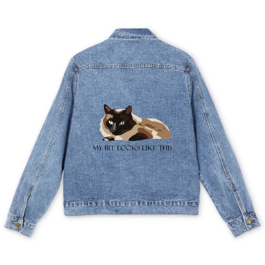 My bff looks like this (cat) Men's Denim Jackets