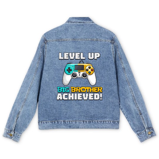 Funny Big Brother Level Up Men's Denim Jackets