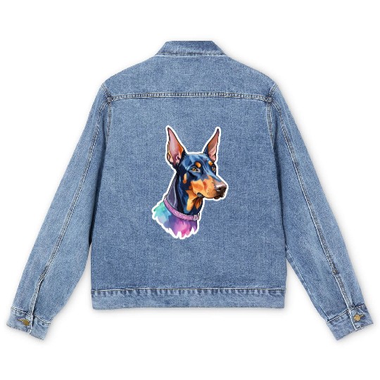 Dobermann Watercolor Men's Denim Jackets