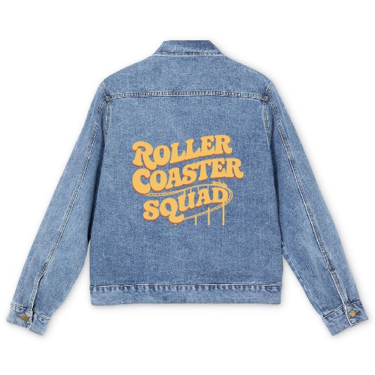 Roller Coaster Squad Fun Thrill Ride Team Men's Denim Jackets