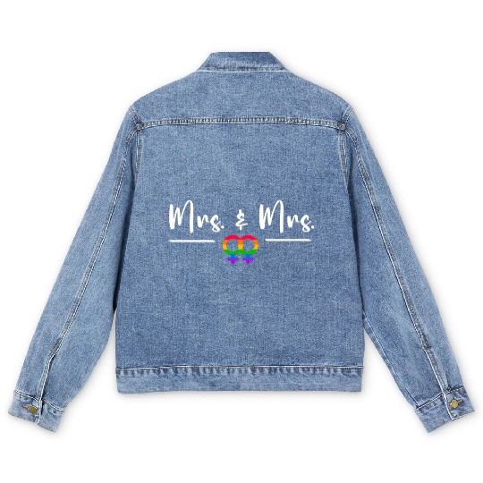 Gay Lesbian LGBT Wedding for Mr and Mrs Honeymoon Men's Denim Jackets