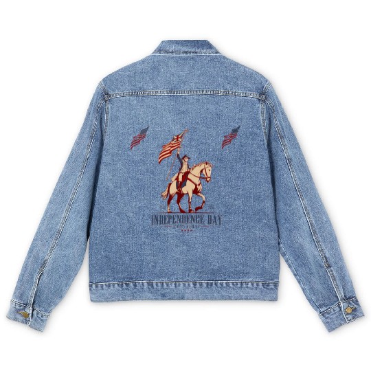 tism, USA culture, a horse, and George Washington: Men's Denim Jackets