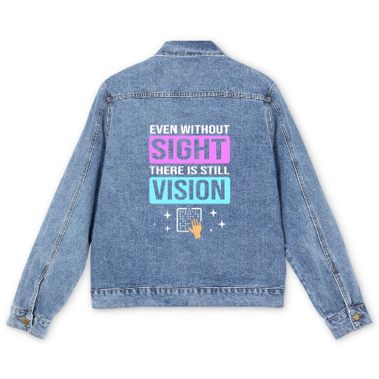 There Is Still Vision Blind Braille Writer Men's Denim Jackets