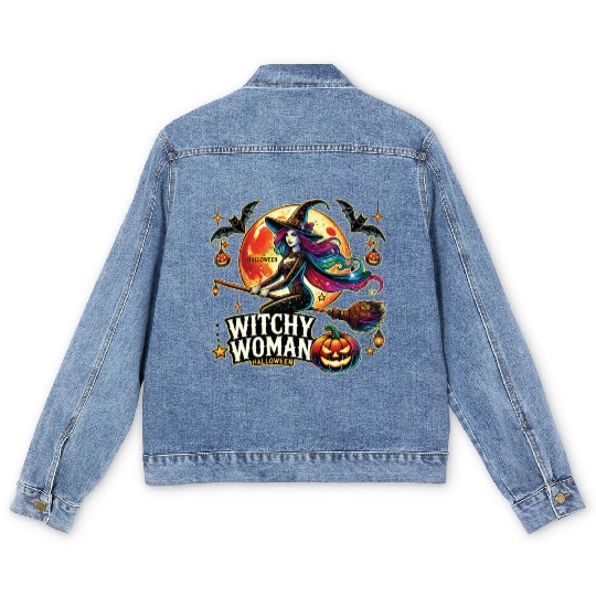 Couple Halloween Husband Witchy Woman Halloween Men's Denim Jackets