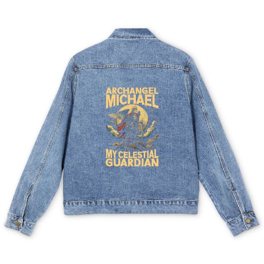 Archangel Michael Catholic Christianity Angel Men's Denim Jackets