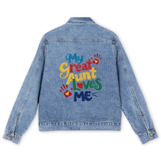 Handprint My Great Aunt Loves Me Men's Denim Jackets