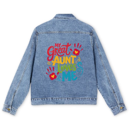 Handprint My Great Aunt Loves Me Men's Denim Jackets