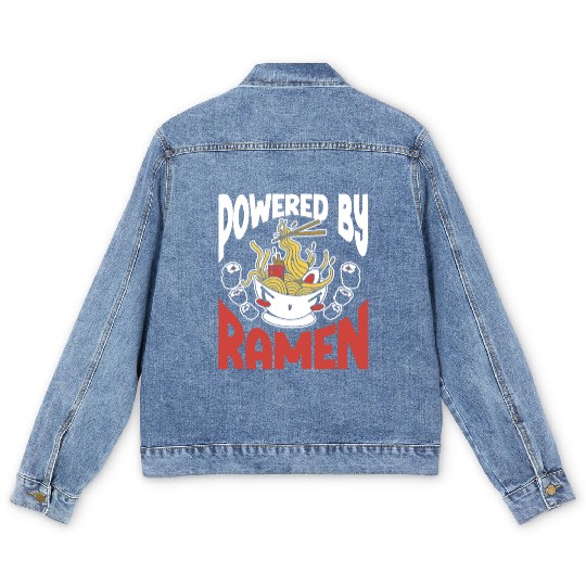 Powered By Ramen Anime Japanese Soup Cup Noodle Men's Denim Jackets
