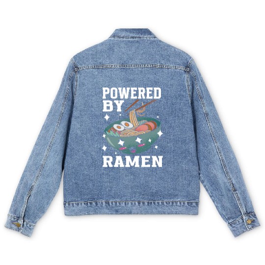 Powered By Ramen Anime Japanese Soup Cup Noodle Men's Denim Jackets