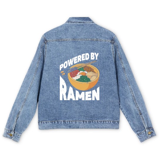 Powered By Ramen Anime Japanese Soup Cup Noodle Men's Denim Jackets