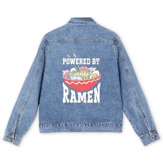 Powered By Ramen Anime Japanese Soup Cup Noodle Men's Denim Jackets