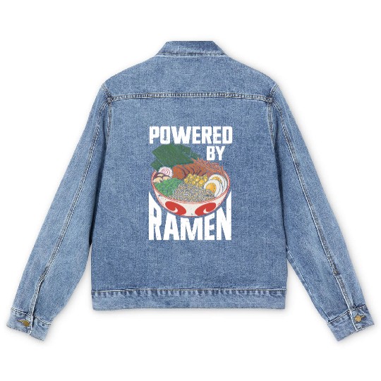 Powered By Ramen Anime Japanese Soup Cup Noodle Men's Denim Jackets