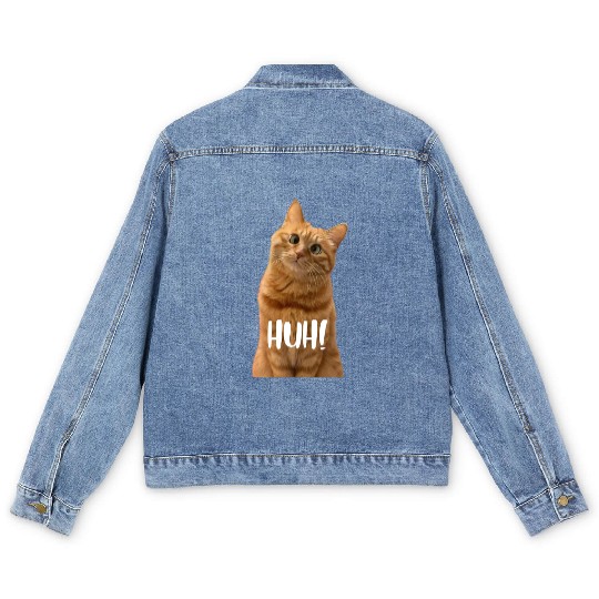 Funny Cross-Eyed Cat Meme Huh Funny Cat Men's Denim Jackets