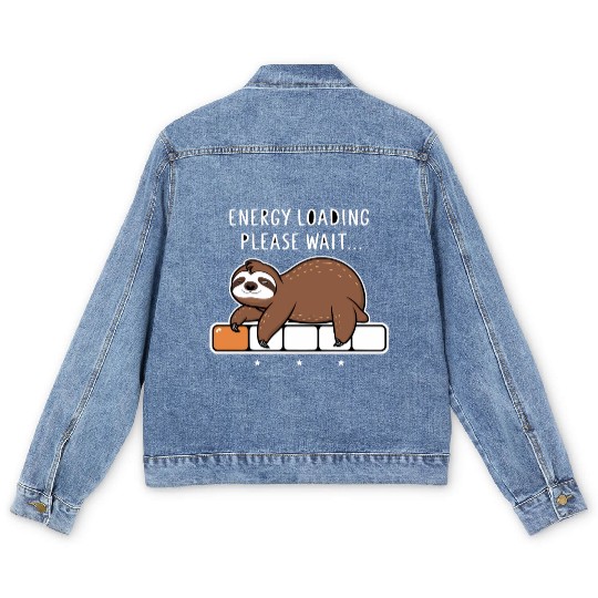 Sloth Funny Joke Energy Loading Please Wait Women Men's Denim Jackets