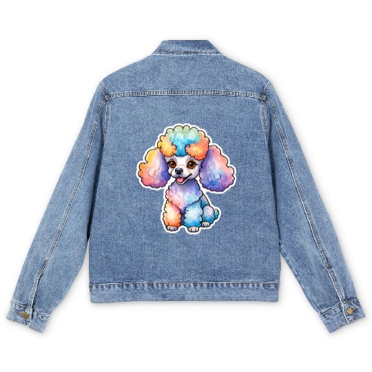 Poodle Watercolor Men's Denim Jackets