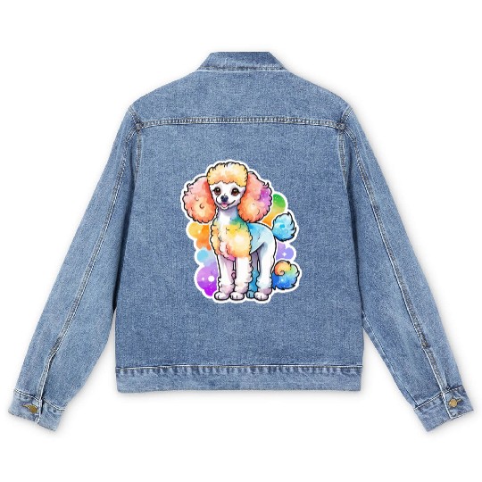 Poodle Watercolor Men's Denim Jackets