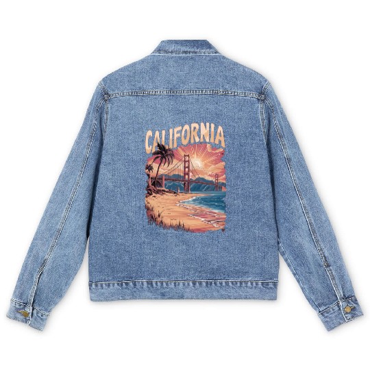 CALIFORNIA GOLDEN GATE BRIDGE BAY AREA Men's Denim Jackets