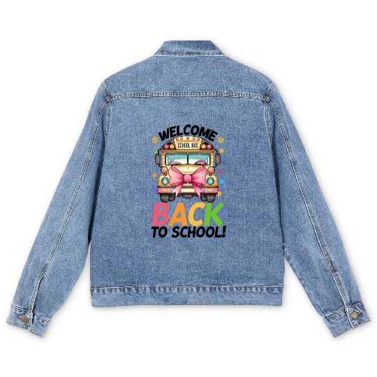 Welcome Back To School Bus Driver Men's Denim Jackets
