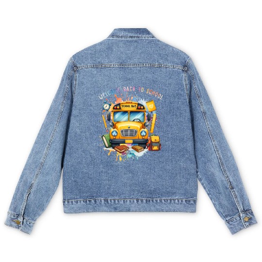 Welcome back to school School Bus Men's Denim Jackets
