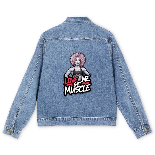 Love me, Get Muscle Men's Denim Jackets