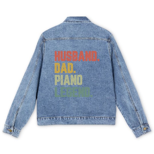 Husband Dad Piano Legend Funny Father Men's Denim Jackets