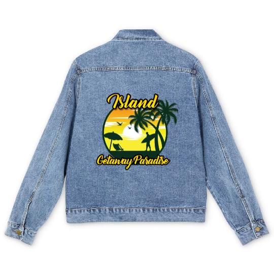 Island Getaway Paradise Men's Denim Jackets