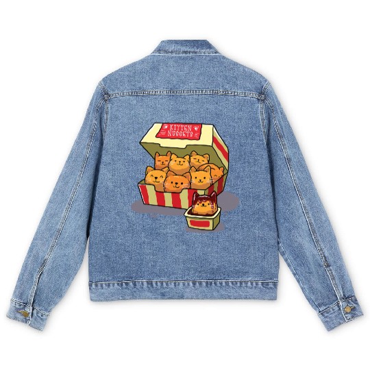 Kitten Nuggets Food Cat Lover Men's Denim Jackets