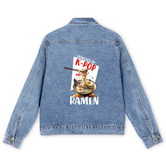 Powered by K pop and Ramen Japanees foods Lover Men's Denim Jackets
