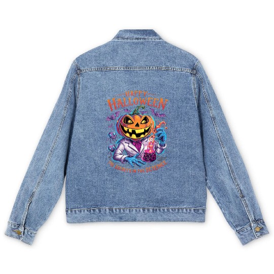 Halloween The Secret's in the Science Teacher Men's Denim Jackets