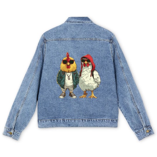Cool chickens in modern streetwear Men's Denim Jackets