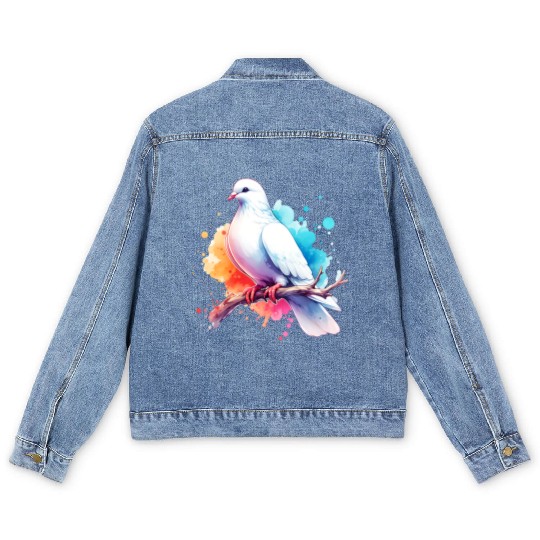 White dove of peace, dove for peace Men's Denim Jackets