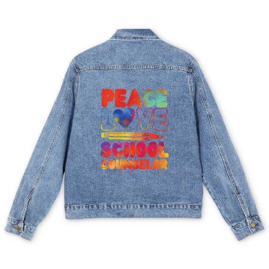 School Counselor Girl Watercolor Men's Denim Jackets