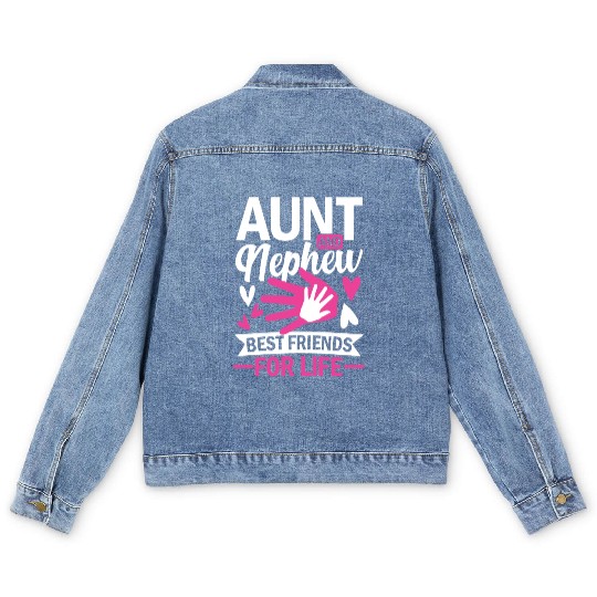 aunt and nephew best friends for life Men's Denim Jackets