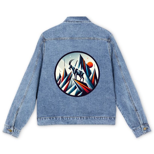 Abstract mountain goat Men's Denim Jackets