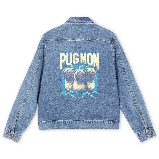 Pug Mom Bootleg Men's Denim Jackets