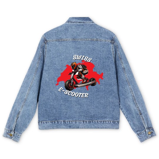 Swiss e-scooter rider Switzerland sport desing Men's Denim Jackets