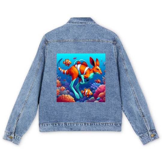 The kangaroo-clown fish Men's Denim Jackets