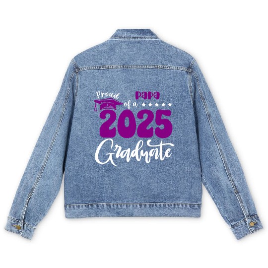 Proud Papa Graduate 2025 Senior Class of 2025 Grad Men's Denim Jackets