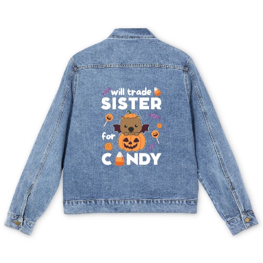 Wombat Halloween Trade Sister For Candy Men's Denim Jackets