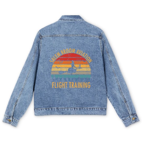 Womens Salem Broom Aviation Flight Halloween Men's Denim Jackets