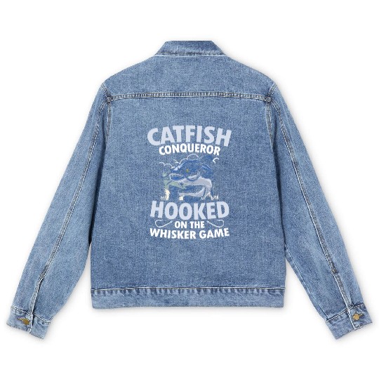 Catfish Conqueror Hooked On The Whisker Game Men's Denim Jackets