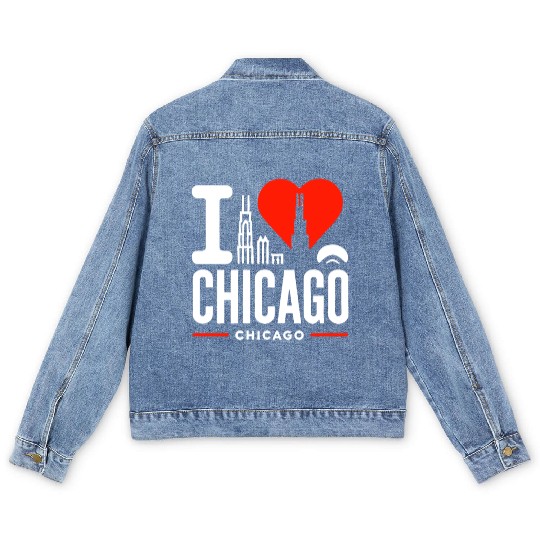 I Love Chicago The Windy City Chi-Town Men's Denim Jackets