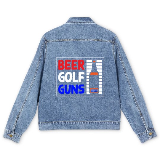 Beer Golf Guns Men's Denim Jackets