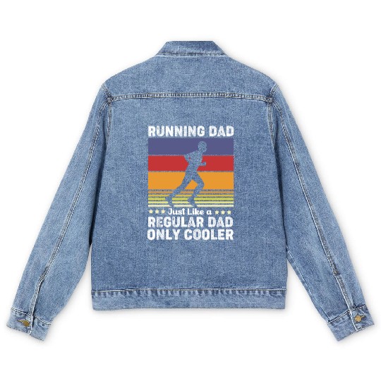 Retro Half Marathon Running Dad Only Cooler Men's Denim Jackets