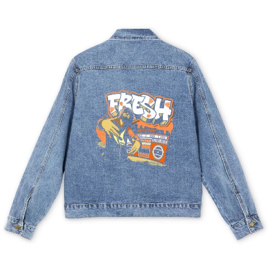 Graffiti Train Streetwear Old School Men's Denim Jackets
